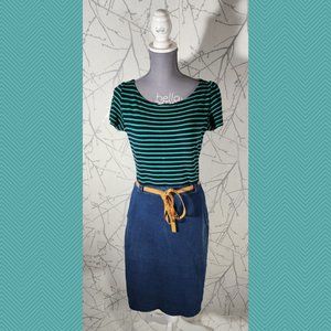 Cinder & Smoke Belted Skirt Midi Dress